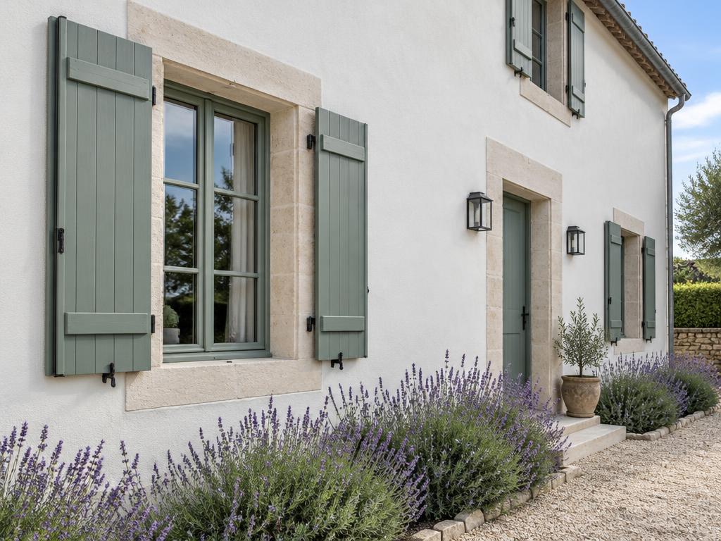 Illustration de peinture de façade et de volets en bois
